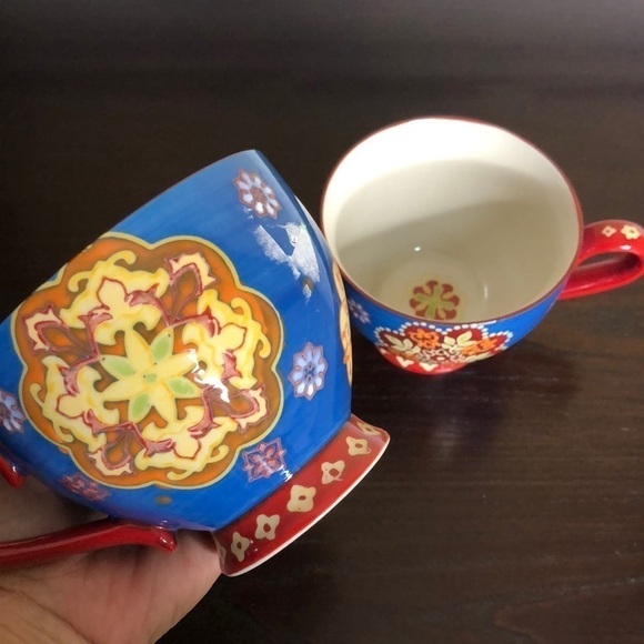 Dutch Wax Set of Two Floral Cups - Picture 1 of 10